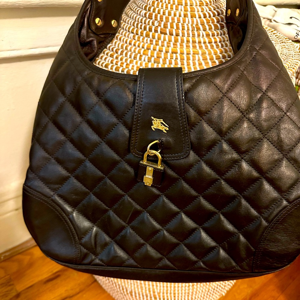 Burberry quilted hobo leather bag